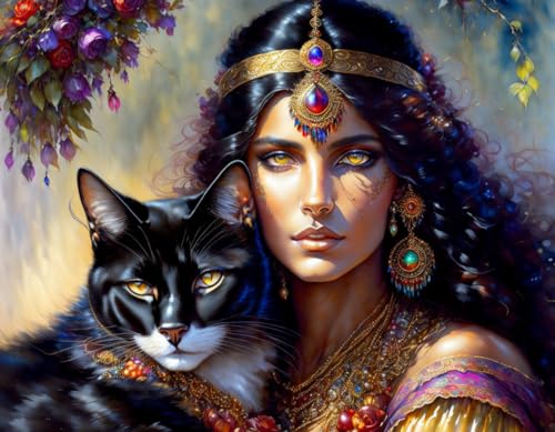 Poster Gypsy Beautiful Woman chat toile 58x90 cm pour habiller un grand mur vide