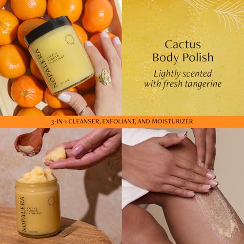 Image of Mandarina Cactus Flower Exfoliant - Face & Body Scrub, 3-in-1 Cleanser, & Moisturizer, Vegan, Cruelty-Free, Natural Citrus Scent, Dye Free, 6 oz. | Body Exfoliator | 3 In 1 Cleanser & Moisturizer | Face Scrub | Natural Citrus Scent | Prickly Pear Oil
