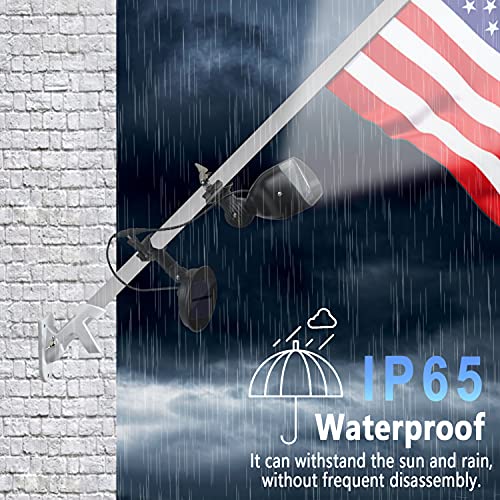 Flag Pole Light Solar Powered, House Pole Mounted Flag Light Mounting Bracket fits Flag Pole 1’’ to 1.5” in Diameter, Super Bright 4 LED Auto Dusk to Dawn for Most Wall-Mounted Spinning Flag Poles