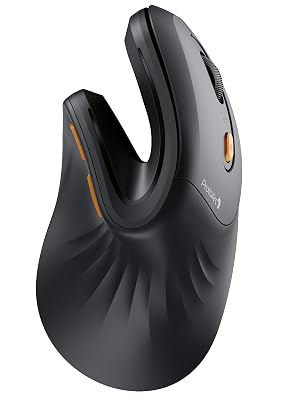 ProtoArc Ratón Ergonómico, EM11 NL Inalámbrico Mini Vertical Ratón óptico Recargable con 3 Puertos de Dispositivo (2*Bluetooth y USB), 3 dpi Ajustables para Ordenador, iPad, Mac, Windows - Negro