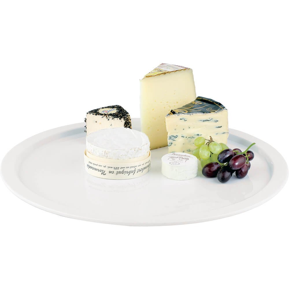 Plateau rond en mélamine APS Paderno blanc 38 cm aux finitions épurées