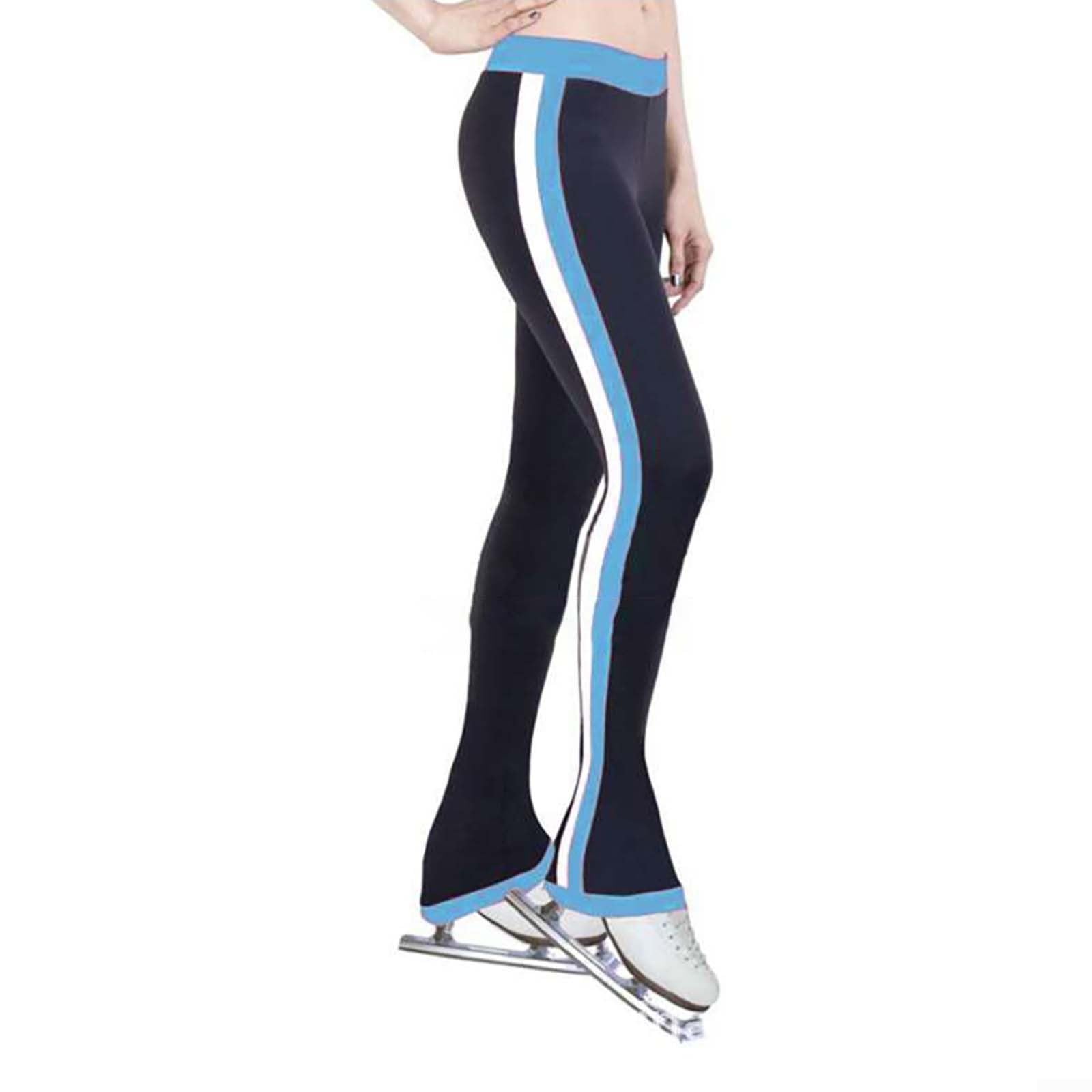 Pantaloni da pattinaggio di figura impermeabili, Pantaloni caldi per pattinaggio a righe, Pantaloni da allenamento elastici da donna, Leggings traspiranti per pattinaggio su ghiaccio, Vita