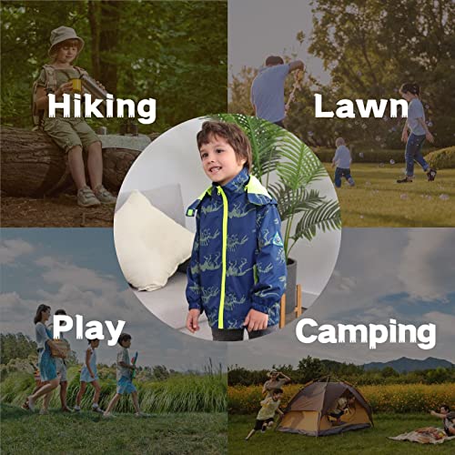 Ijnuhb Waterproof Rain Jacket Boys Raincoat For Girls Lightweight Windbreaker Jackets Kids Dinosaur Outerwear Navy 3T ? thumb #5