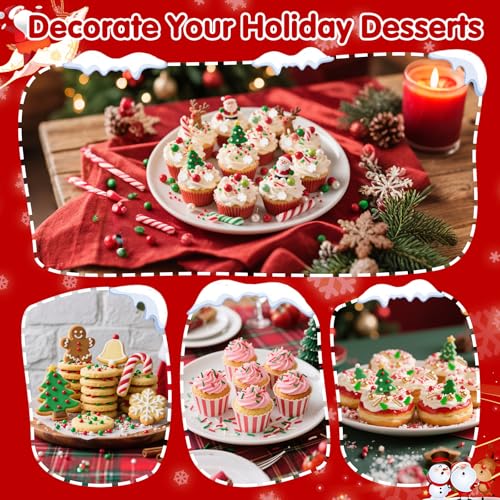 Image of Edible Christmas Sprinkles for Cake Decorating,130g,White Snowflakes Red Green Pearls and Jimmies Mix,Edible Winter Sugar Pearl Holiday Sprinkle for Cupcake Toppers,Cookie,Ice Cream Dessert Decorations Birthday Christmas Party Supplies