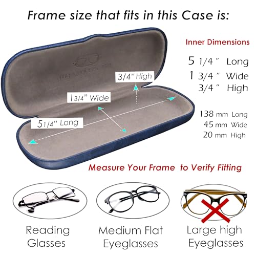 Image of MyEyeglassCase Men Small Glasses case - Eyeglasses Hard Shell Holder Pouch & Cloth-Reading Slim & Narrow Case Heavy Duty
