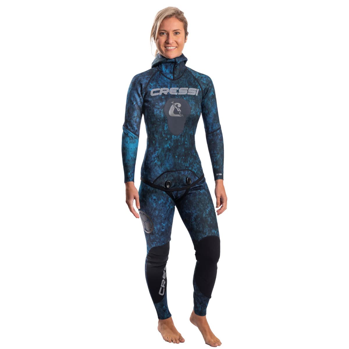 Cressi 2mm Tokugawa Unisex 2-Piece Wetsuit Blue Camo Small