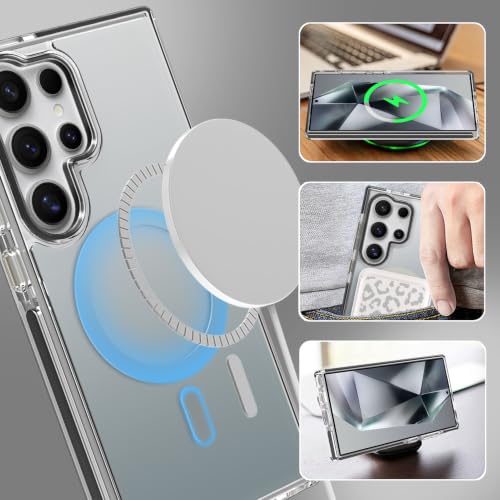 Image of Magnetic Case for Samsung Galaxy S24 Ultra [Compatible with Magsafe] [Anti-Yellowing] [1 Screen Protector] Slim Clear Iridescent Case for Galaxy S24 Ultra 6.8 inch, Black