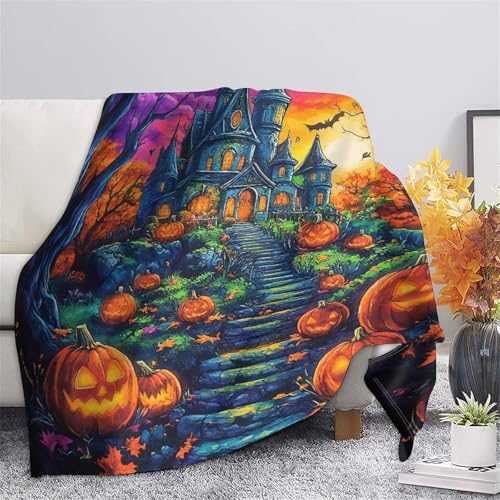 Couverture Halloween 3D flanelle Jack-o'-lanterne contre le froid en camping et voyage - 7