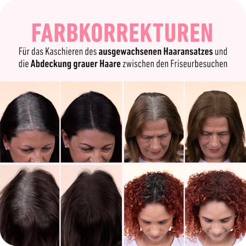 Foto von BOLDIFY Ansatzpuder 4g - Haar Concealer zur Haarverdichtung für Frauen und Männer, Grauabdeckung für 24h, wasserfestes Haar Make-up zum Ansatz kaschieren (Schwarz)