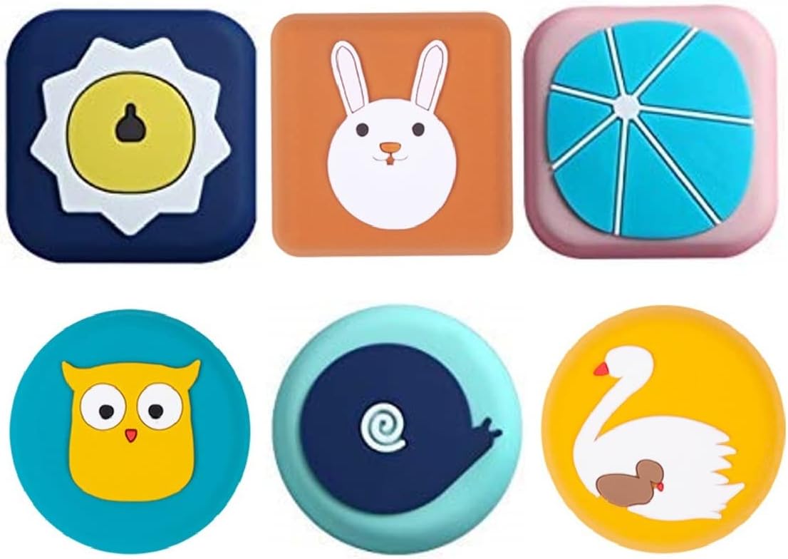 Wall Protector Door Knob Bumper Pads | Pack of 6 Self-Adhesive Soft Rubber Door Stopper | Cute Animal Design for Protecting Walls, Cabinets, Fridge Doors, and Toilets, Wall Scratch Protector