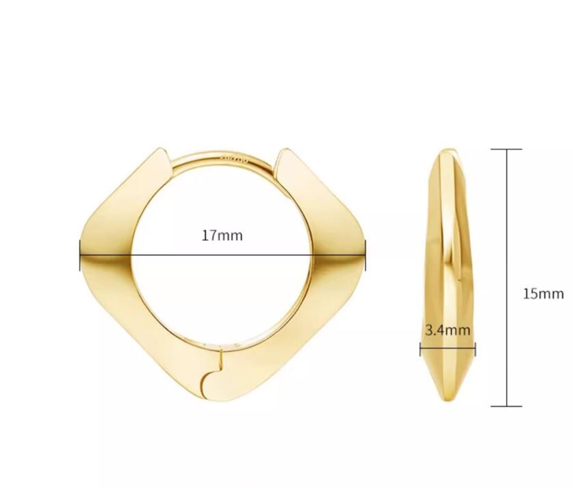KnSam Prawdziwe złoto biżuteria 9K/14K/18K żółte złoto Creole Hoop, kolczyki damskie geometryczne, wiszące kolczyki ze złota Au750/ 585/375