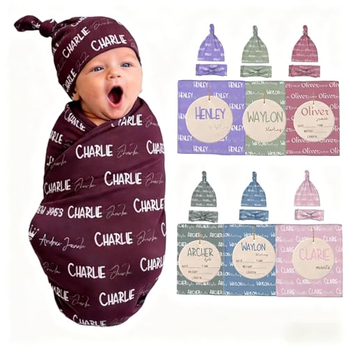 Personazlied Baby Blanket, Custom Swaddle Blanket for Newborns with Name,
