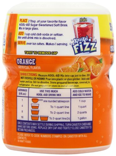 Image of Kool-Aid Drink Mix, Sugar Sweetened Orange, 19-Ounce Container (Pack of 4)