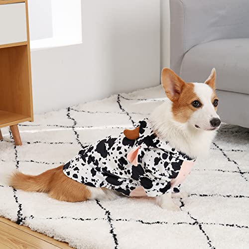 Cow Hoodie For Medium Dogs, Cute Cow Costume For Christmas Party, French Bulldog Soft Stretchy Hoodie Sweatshirt, Pet Funny Cow Holiday Outfit, L #TOP6