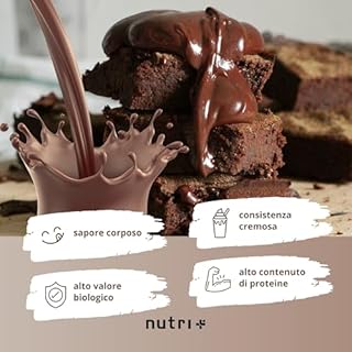 nutri+ Proteina in Polvere 3k vegan Brownie al Cioccolato Proteine - Protein Powder - Polvere Proteica senza Lattosio - Isolato proteico