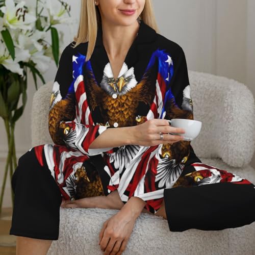 Pyjama aigle drapeau USA noir L en polyester-élasthanne doux