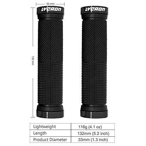 LYCAON Ergonomische Fahrradlenkerhalter - Rutschfest Gummi Aluminium Grips, für Scooter, Cityrad, Dreirad, Mountainbike, Rennrad, MTB, BMX (Schwarz)