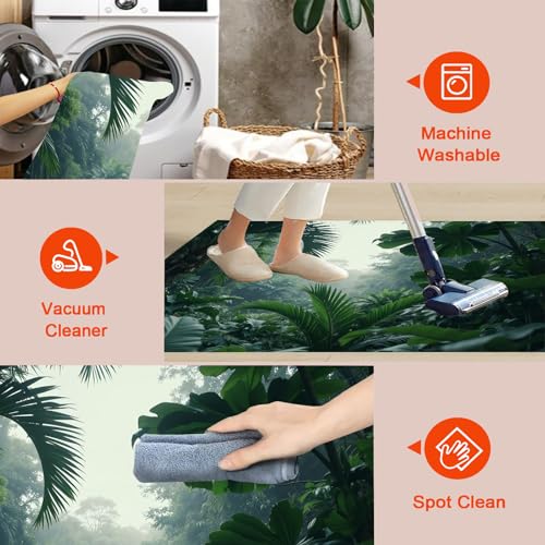 Tapis antidérapant vert olive à poils courts pour éviter les chutes