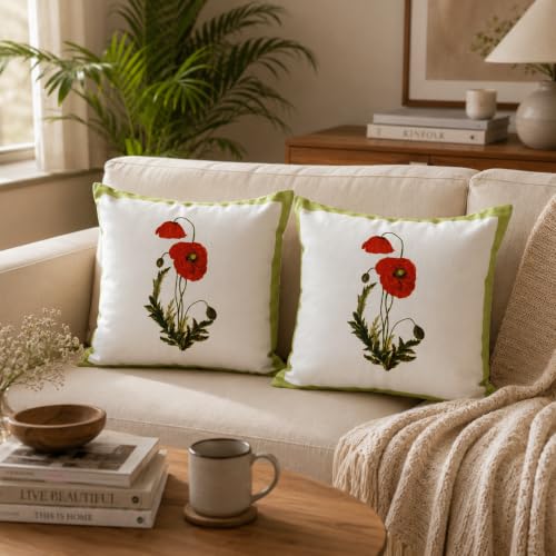 Image of Blooming Garden Printed Accent Cushion Cover for Home Decor, Sofa Pillow Cover, Premium Fabric, Pack of 1