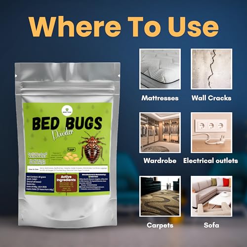 Image of Bed Bugs Killer Powder - Fast Acting Formula | Effective Bed Bug Treatment for Home, Mattress, Furniture & Luggage | Kills Bed Bugs & Eggs | Easy-to-Use Herbal Pest Control (40g)