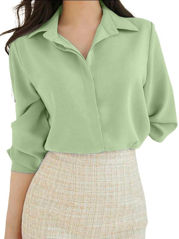 Image of Women's Regular Fit Korean Style Shirts | Stylish Western Shirt with Concealed Placket | Casual & Office Wear Shirt for Women