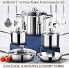 HOMICHEF 14-Piece Nickel Free Stainless Steel Cookware Set - Nickel Free Pots and Pans Set - Non-Toxic, Healthy Induction Cookware #1