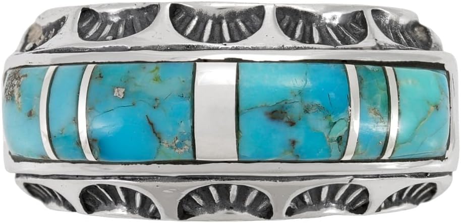 Turquoise Ring Sterling Silver 925 Genuine Gemstones Size 6 to 11 - Image 3
