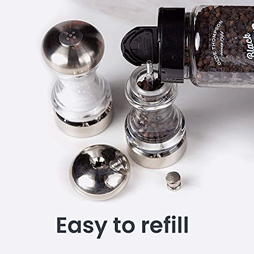 Olde Thompson 4.5" Monterey Acrylic Salt Shaker & Pepper Mill Set, Adjustable Pepper Grinder #TOP2