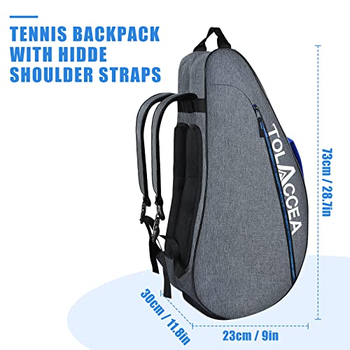 Tolaccea Tennis Bag, Large Tennis Backpack For Men And Women, Tennis Racket Bag Holds 6 Rackets With Shoe Compartment #TOP3
