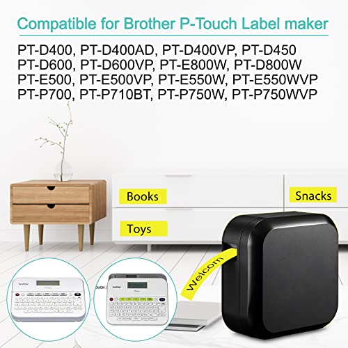 Nineleaf 10 Pack Compatible For Brother P-Touch Tz-641 Tz641 Tze-641 Tze641 Black On Yellow 0.7'' 18Mm (3/4 Inch) X 26.2 Feet (8M) Laminated Label Tape Work In Ptouch Ptd600 Ptd400 Ptp700 Label Maker #TOP5
