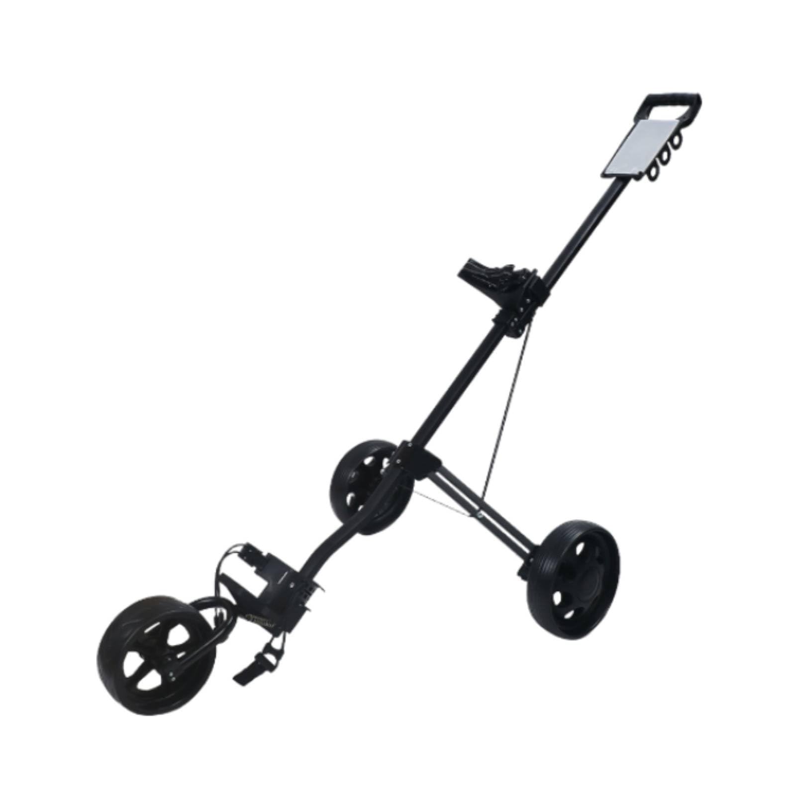 Carrello da Golf Pieghevole Carrello Spinta Trolley Golf Tre Ruote Design Compatto Ruote Resistenti di Freno Adatto per Gare Campo Pratica Percorsi, Nero