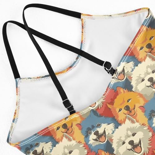senya Girls Swimsuits One-Piece Swimwear Tie Bathing Suit Beach Summer Round Neck 9-10T Multicolored Dog Faces Pattern4