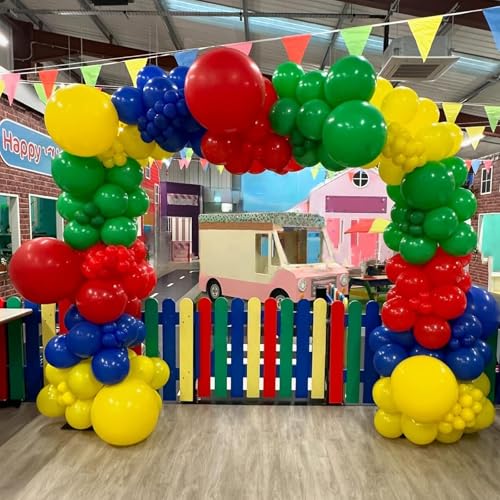 Image of Red Blue Yellow Green Balloon Set, 12 Inch Carnival Circus Party Balloon Red Blue Green Yellow Helium Balloons Confetti Latex Balloon for Video Game Party Rainbow Kid Birthday Party Carnival Circus
