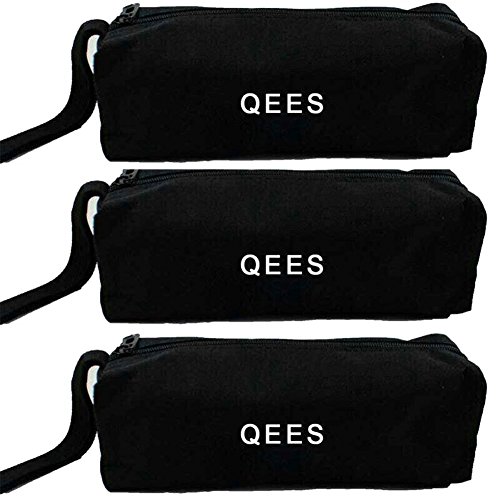 Bolso pequeño multiusos QEES para herramientas (3 piezas, con cremallera, 24,13 x 8,6 x 7,11 cm, para regalo, GJB05)., negro