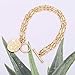 PEARLADA 3-Row 18K Gold Chain Bracelet Dainty Cross Medallion Charm Bracelet OT Toggle Bangle Handmade Stacking Layering Jewelry Fashion Long and Short Oval Link Bracelet for Her