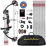 PANDARUS Compound Bow Archery for Youth and Beginner, Right/Left Handed,19-28 Draw Length,15-29 Lbs Draw Weight, 260 fps, Package with Archery Hunting Equipment Carry CaseBlack Right Handed Pro