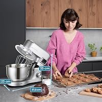KLAMER Küchenmaschine Classic 1400 W – 5,5 L Rührschüssel aus Edelstahl, Knet-, Rühr- & Schneebesenaufsatz, Timer & LED-Display, stabile Saugnapffüße, ideal für Brot-, Kuchen- & Pizzateig – Ansicht 2