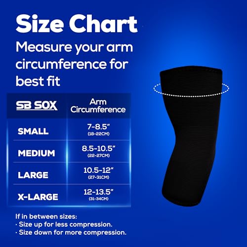 SB SOX Compression Elbow Brace (Pair) - Great Support That Stays in Place - for Tennis Elbow, Tendonitis, Arthritis, Golfers Elbow - Perfect for Weightlifting, Sports, Any Use (Solid Black, Small)