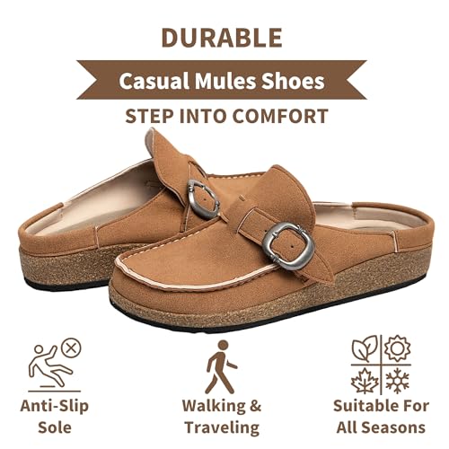 Casual Women's Mules & Clogs Slip-On Memory Foam Cloud Mules for Womens Mens with Non-Slip Sole Indoor/Outdoor Comfort Supportive Cork Sole Mules for Women 20252