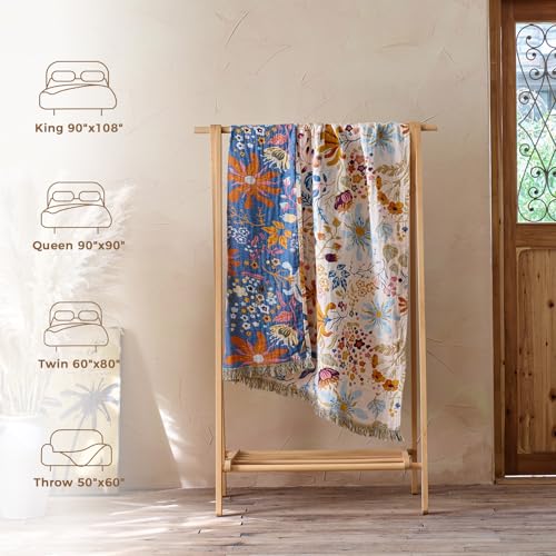 Image of LUTBM Boho Throw Blanket for Couch 50 inchx60 inch, Cotton Decorative Bed Throws