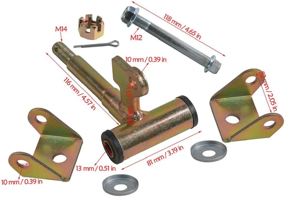 13x5.00-6 Go Kart Wheel with Front Swing Arms, Front Steering Knuckle Spindles, Wheel Hubs, Brake Rotor for ATV UTV Drift Trike Golf Cart Quad Buggy Dune Moped 4 Wheeler Tricycle Mini Bike