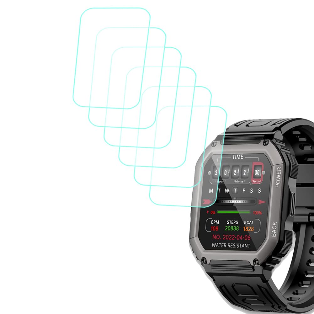 smaate Tempered Glass Screen Protector Compatible with Hemisol, ZYCZWL KR06 1.8 inches Rugged Smart Watch, 3pcs, 9H