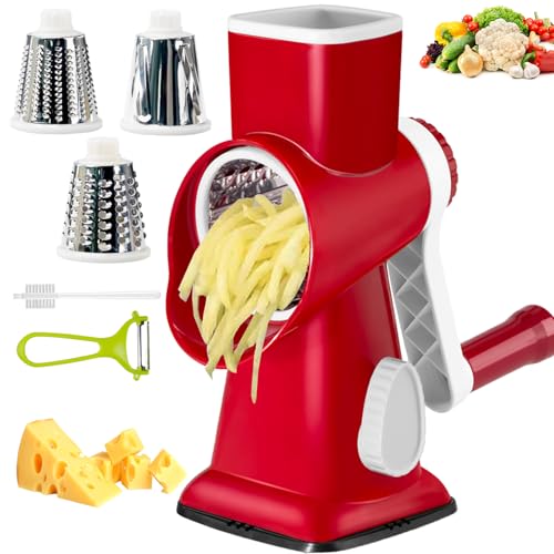 Cheese Grater with Handle, Multifunctional Manual Rotary Cheese Grater - image 1