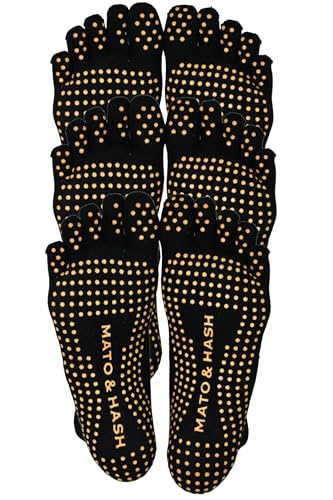 Image of Mato & Hash 5-Toe Exercise Barefoot Feel Yoga Socks With Full Grip