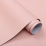 Guvana Pink Wallpaper Grasscloth Peel and Stick Wallpaper Textured Contact Paper Faux Linen Embossed Wallpaper Pink Self Adhesive Wallpaper Removable Contact Paper for Bedroom Cabinet Decor 15.7'x118'