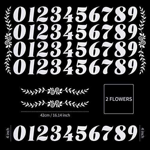 Mailbox Numbers Die Cut Decal Rustic Style Flowers House Number Address Apartment Office Stickers Signfront Door Rainproof Decal Vinyl Lettering Farmhouse Decor Double-Sided Mailbox Number 4" Silver #TOP1