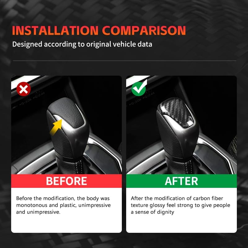 Real Carbon Fiber Gear Shift Knob Cover Trim for Subaru Crosstrek 2024 2025 2026,Forester 2025 2026，Outback 2025 2026 for Subaru Accessories 2025 2026 (Black)