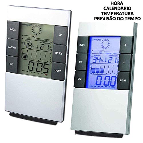 Relógio de Mesa Digital Despertador Previsão do Tempo e Temperatura CBRN01149 - Commerce Brasil