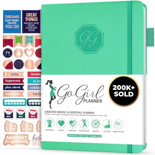 GoGirl Planner for Women, Undated Weekly Agenda Journal, Emerald