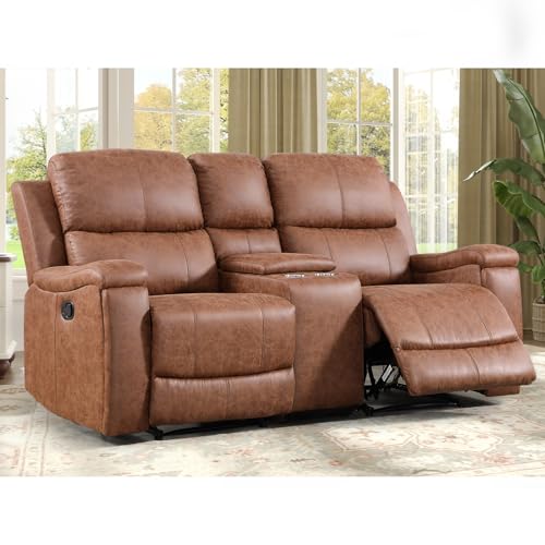 IOMOR Faux Leather Reclining Sofa Set, Manual...